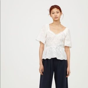 EUC H&M embroidered cotton peplum top
